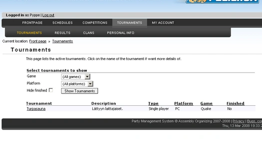 Tournament Management System